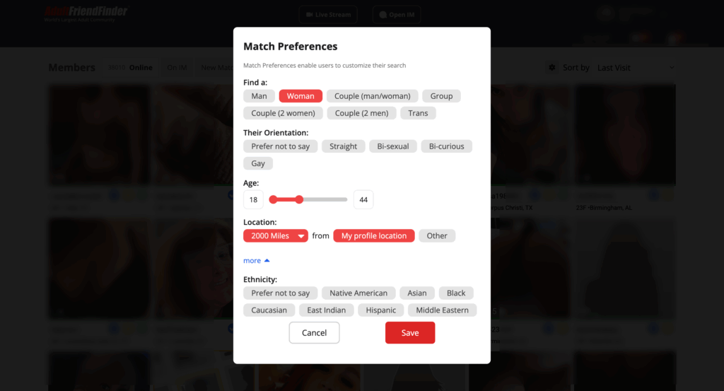AdultFriendFinder search